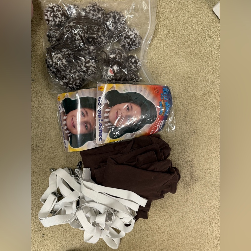 Oompa Loompa costume accessories assorted sizes
